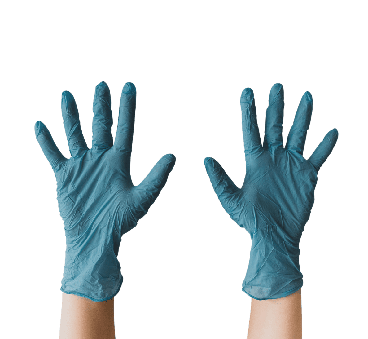 2 hands with rubber gloves